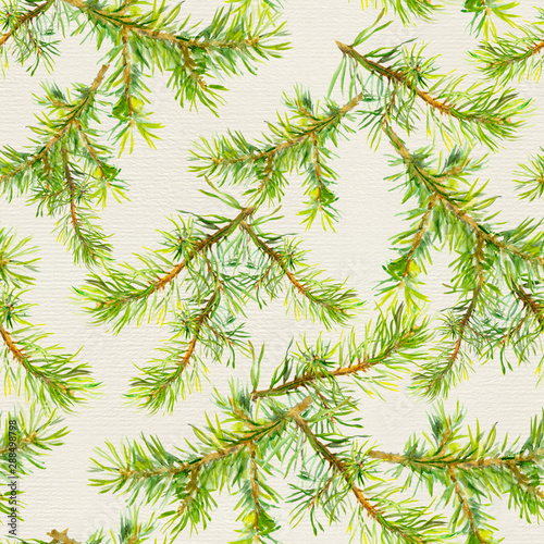 New year seamless pattern with branches of christmas tree