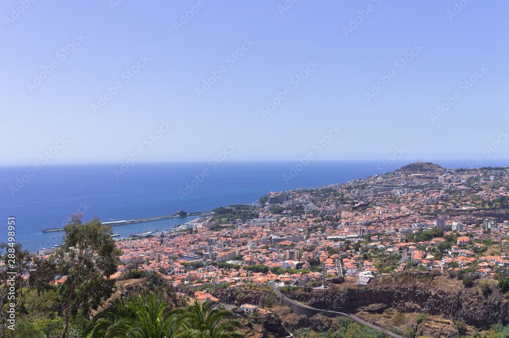 View of Funchal harbour from above - cityscape and seascape (Madeira, Portugal)