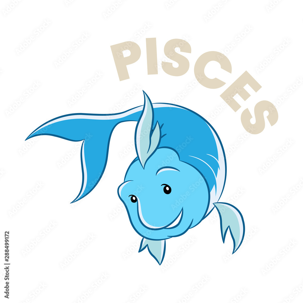 Colorful Cartoon of Pisces Zodiac Sign Colorful Cartoon of Pisces Zodiac Sign