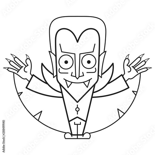 Coloring Dracula, Great Design For Any Purposes. Vector Drawing. Fantasy Vector Illustration. Happy Halloween.