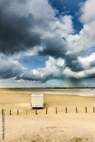 Wohnmobil am Strand in Rømø, Dänemark