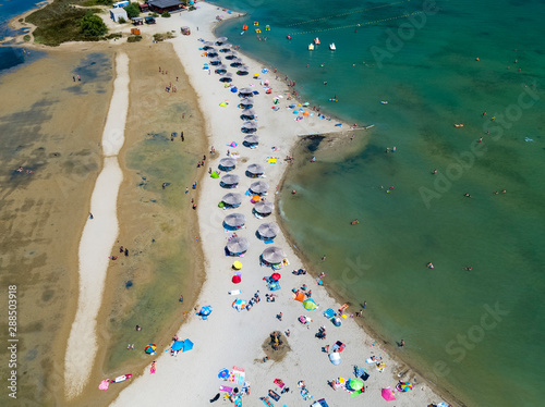 Fototapeta Naklejka Na Ścianę i Meble -  Aerial of the sandy beach Nin, Croatia