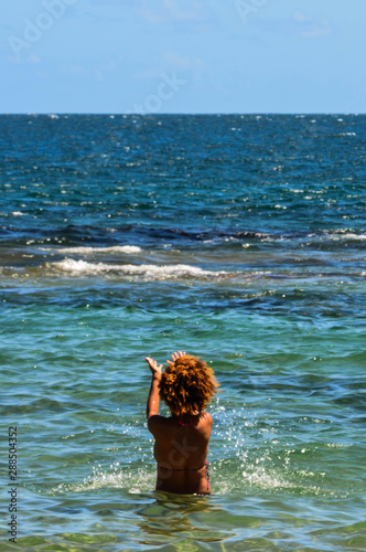black girl bikini in Barra's beach in Salvador de Bahia