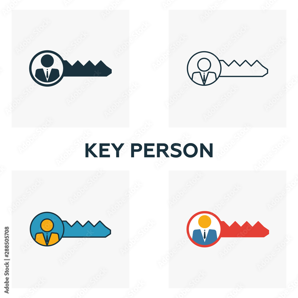 Key Person icon set. Four elements in diferent styles from human ...
