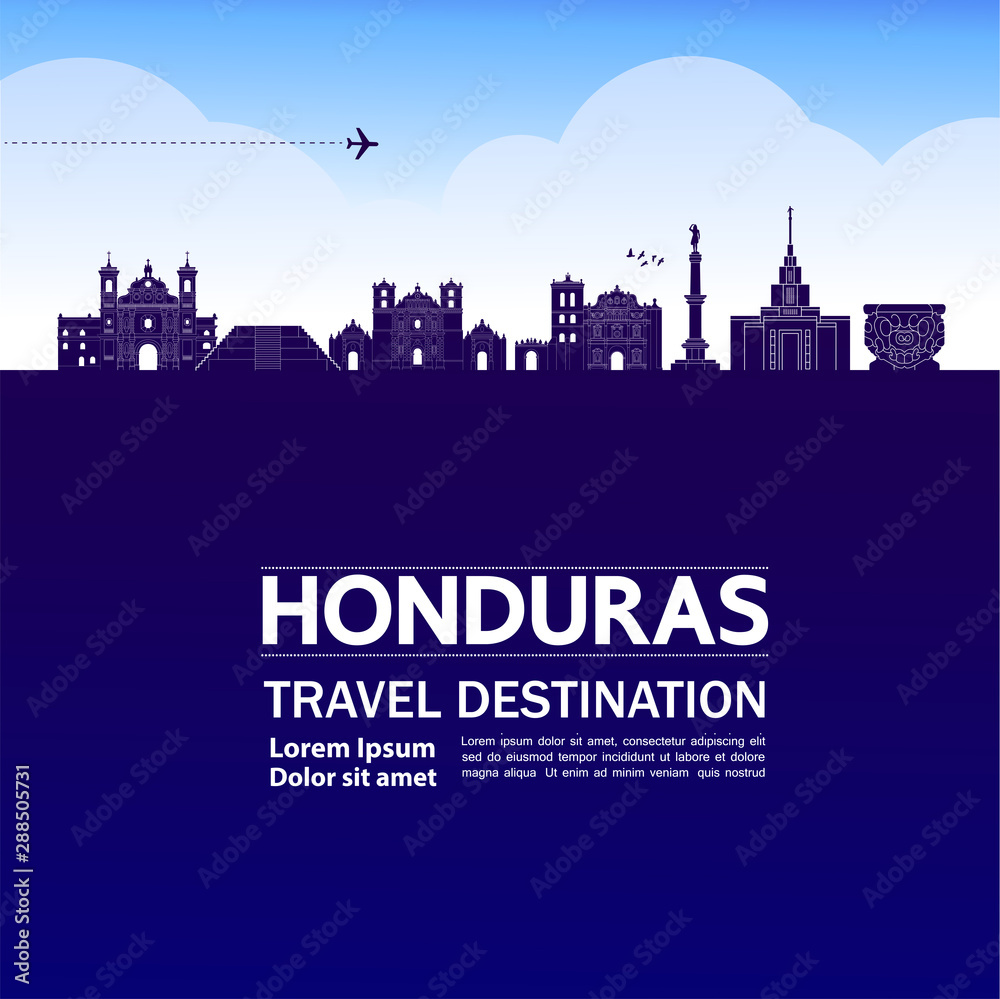 Honduras travel destination grand vector illustration.