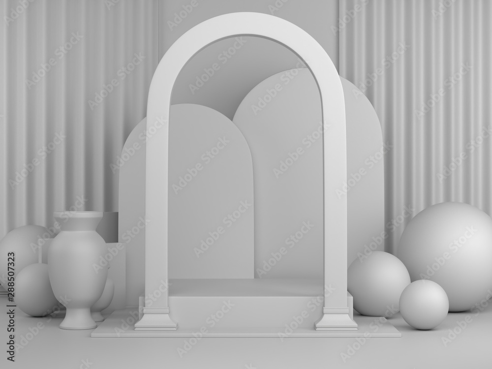 3d render image of white geometric podium background for product or commercial.3d image of abstract podium background