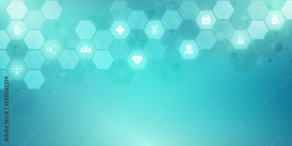 Abstract medical background with flat icons and symbols. Template design with concept and idea for healthcare technology, innovation medicine, health, science and research. Abstract medical background with flat icons and symbols. Template design with concept and idea for healthcare technology, innovation medicine, health, science and research.