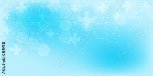 Abstract medical background with hexagons pattern. Concepts and ideas for healthcare technology, innovation medicine, health, science and research.