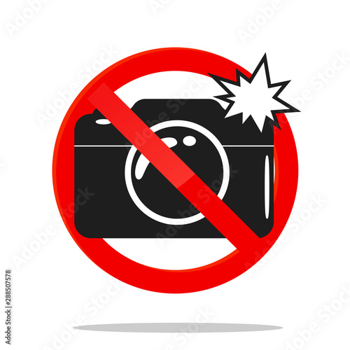 Prohibition sign. Do not take pictures Do not use the flash in this area.