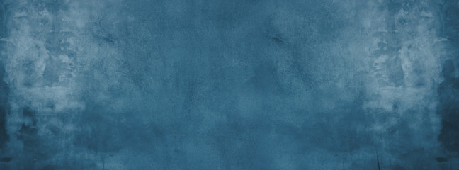 blue cement wall with dark texture and banner background