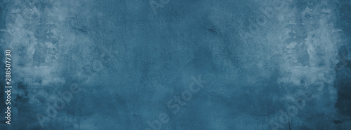 blue cement wall with dark texture and banner background