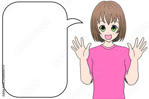 驚く女の子（吹き出し）