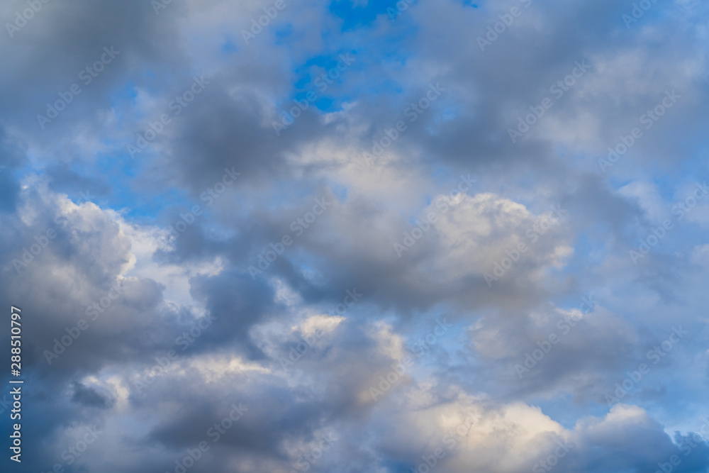 background - blue day sky with white cirro-cumulus clouds