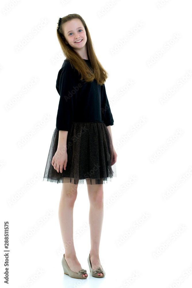 Beautiful school girl with long silky hair. Beautiful school girl with long silky hair.