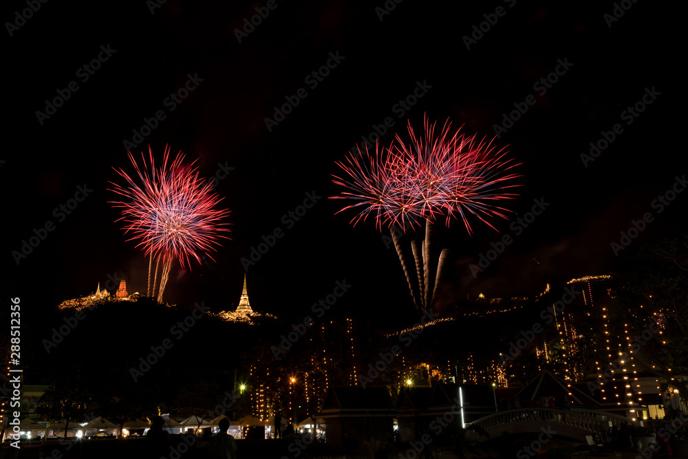 Firework at Pranakorn Khiri Festival in Petchaburi province, Thailand Firework at Pranakorn Khiri Festival in Petchaburi province, Thailand