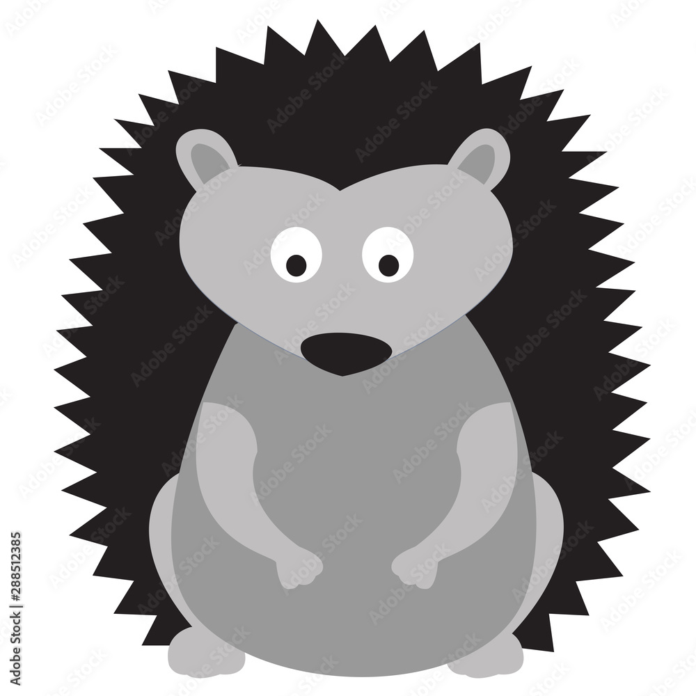 Cute Hedgehog sits. Vector flat illustration isolated on the white background