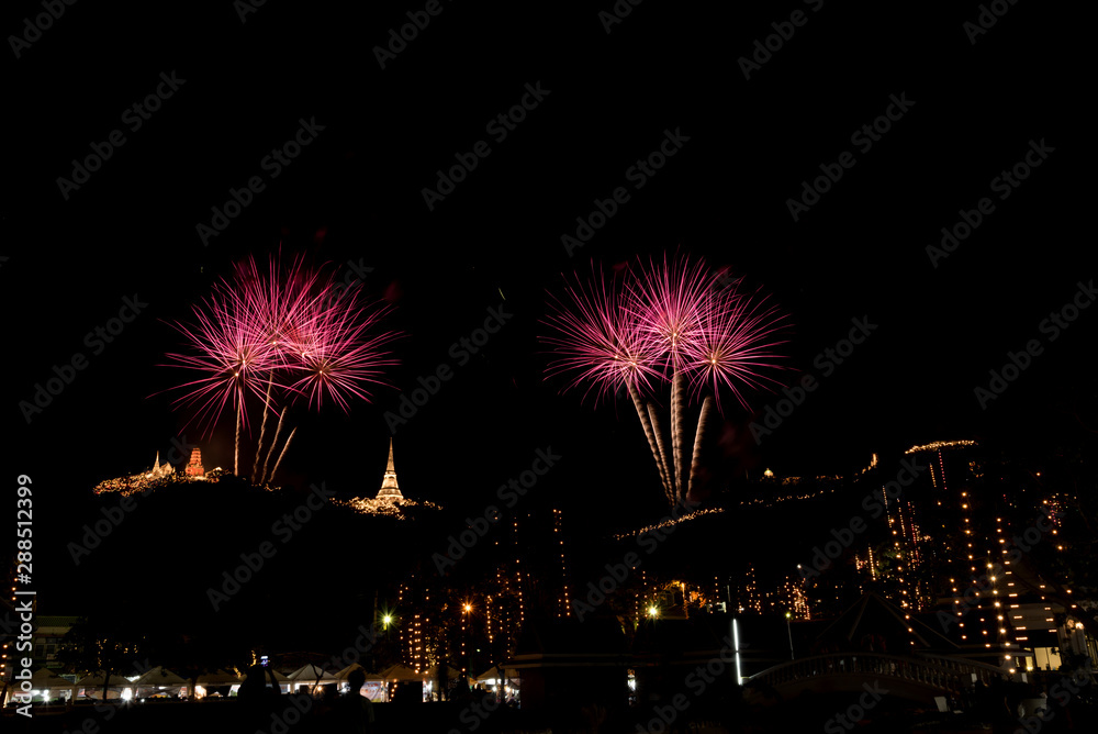 Firework at Pranakorn Khiri Festival in Petchaburi province, Thailand Firework at Pranakorn Khiri Festival in Petchaburi province, Thailand