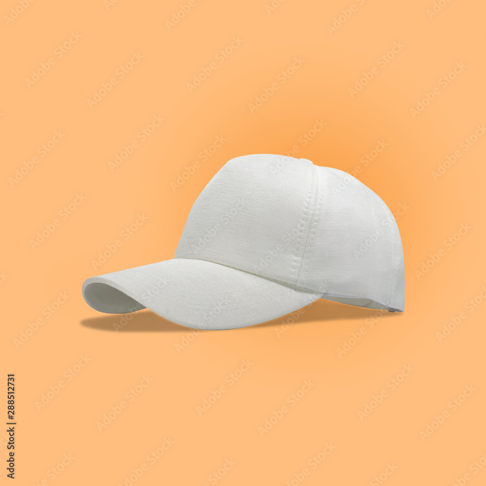 Fashion and sports white cap isolated on beautiful pastel color background, with clipping path. Fashion and sports white cap isolated on beautiful pastel color background, with clipping path.