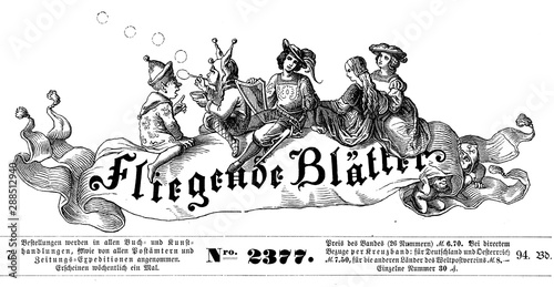 Headline of Fliegende Blaetter (Flying papers) German satirical magazine of humor and caricatures photo