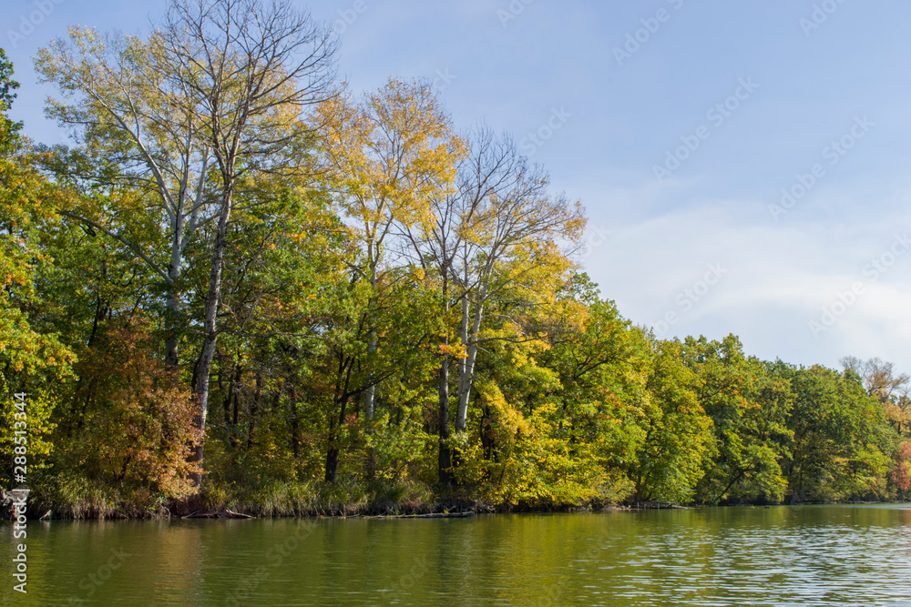 Autumn landscape on the river