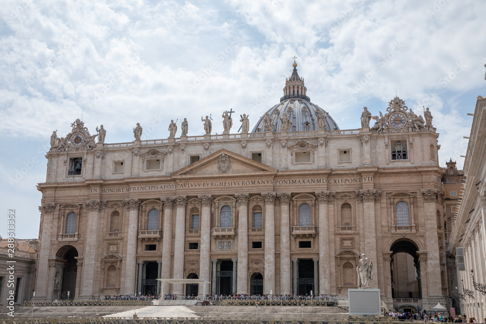 Panoramic view on the Papal Basilica and square of St. Peter in the Vatican