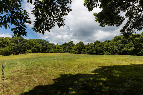 Picnic area and hiking trail at Mt. Pisgah, North Carolina.