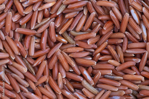unpolished rice closeup for background