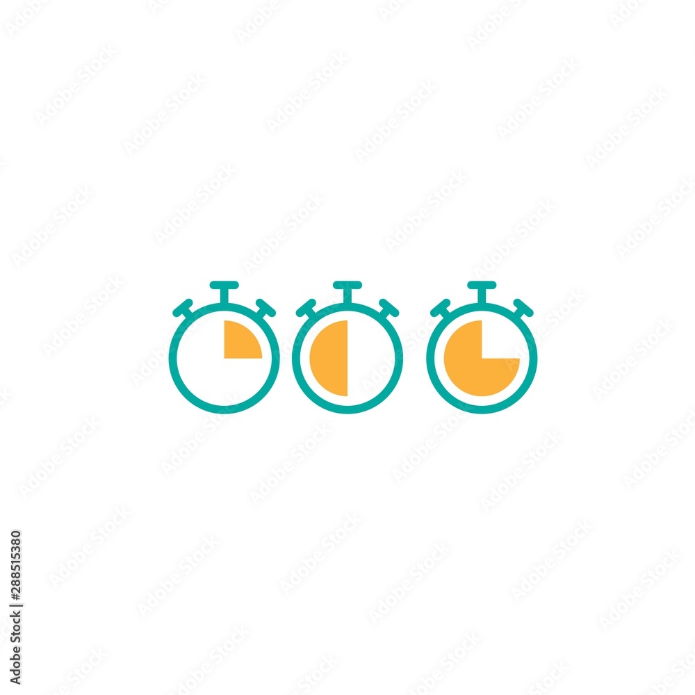 Blue stopwatch set with 15, 30, 45 minutes. flat icon isolated on white. Fast time stop watch, limited offer, deadline symbol. Blue stopwatch set with 15, 30, 45 minutes. flat icon isolated on white. Fast time stop watch, limited offer, deadline symbol.