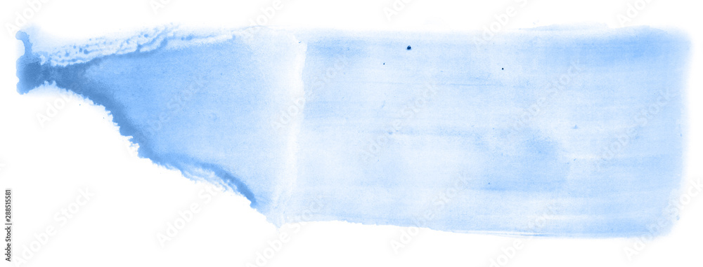 Abstract watercolor background hand-drawn on paper. Volumetric smoke elements. Blue color. For design, web, card, text, decoration, surfaces.