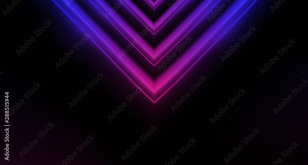 Spilled liquid on a black background in neon light. Bright color, abstract dark background. Ultraviolet, red and blue background.