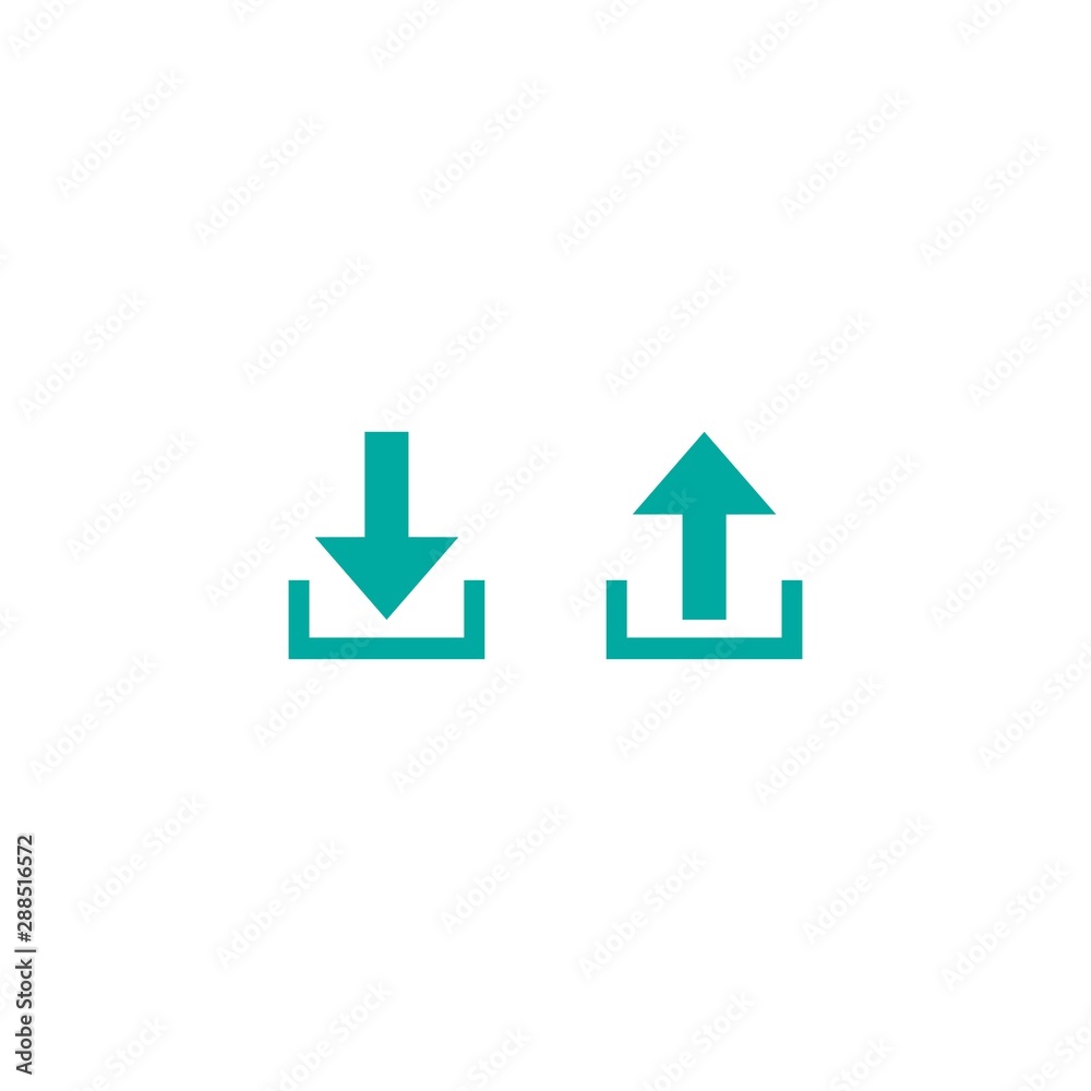 blue arrow up and blue arrow down. flat icon isolated on white. point down button. south sign. blue arrow up and blue arrow down. flat icon isolated on white. point down button. south sign.