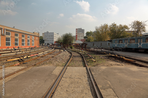 The territory of the Severnoe electric depot for the maintenance and repair of trains and cars of the city metro. Moscow, Russia photo