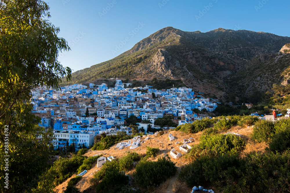Panorama di Chefchaouen la perla Blu del Marocco