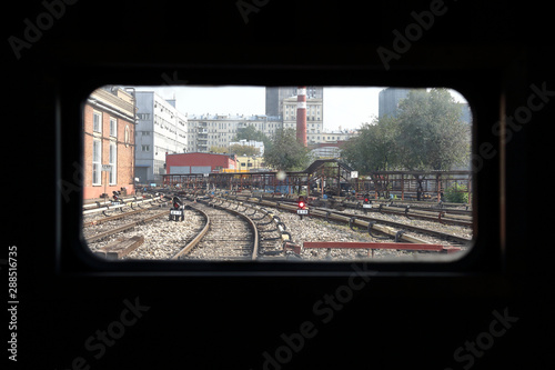 The territory of the Severnoe electric depot for the maintenance and repair of trains and cars of the city metro. Moscow, Russia photo