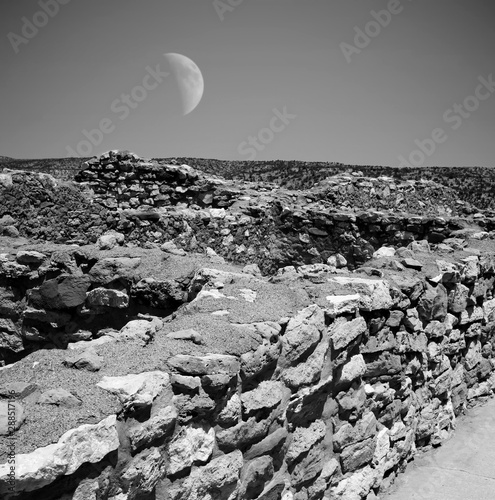 Moon rising over Tuzigoot National Monument Arizona photo