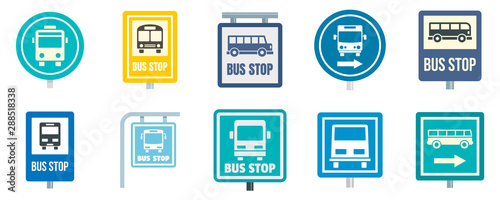 Foto Bus stop icon set