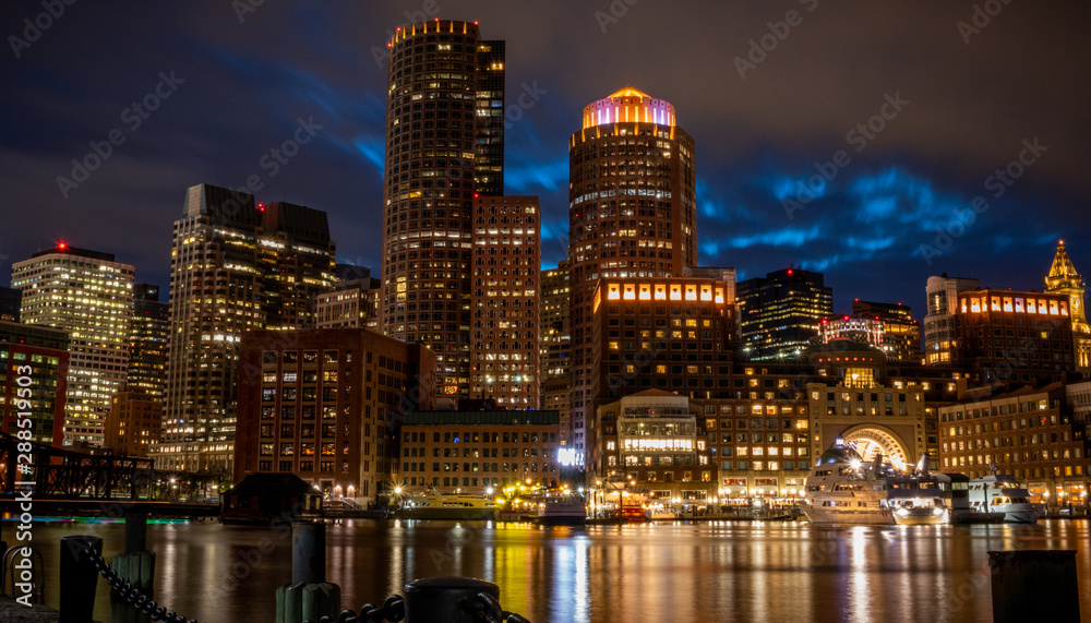 boston city at night