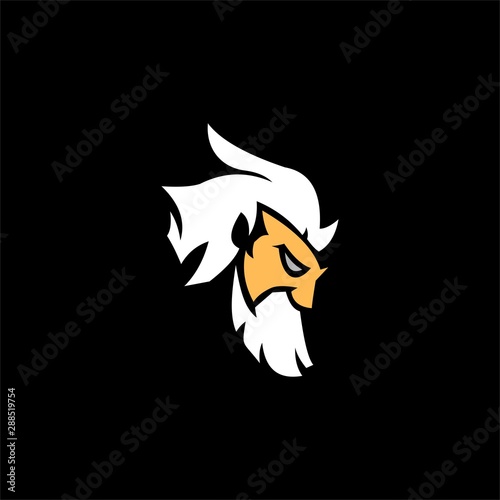 strong powerful beast mode zeus face for gaming club vector logo design