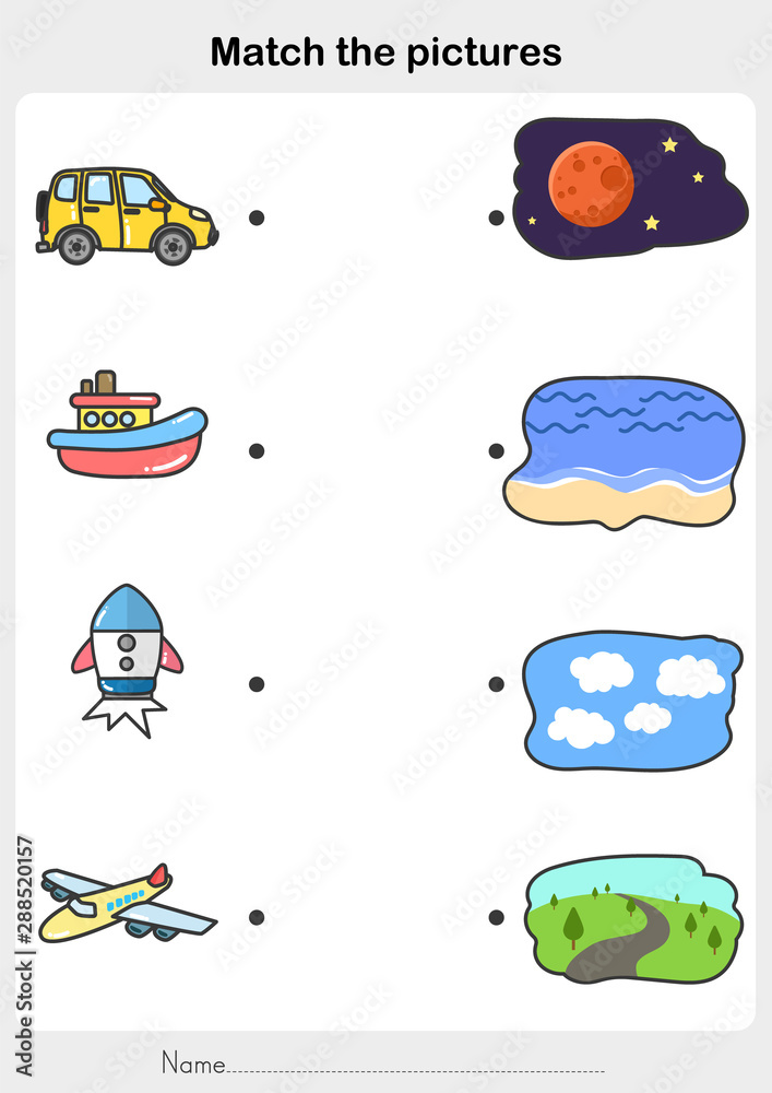 Match vehicle with the place - Worksheet for education Match vehicle with the place - Worksheet for education