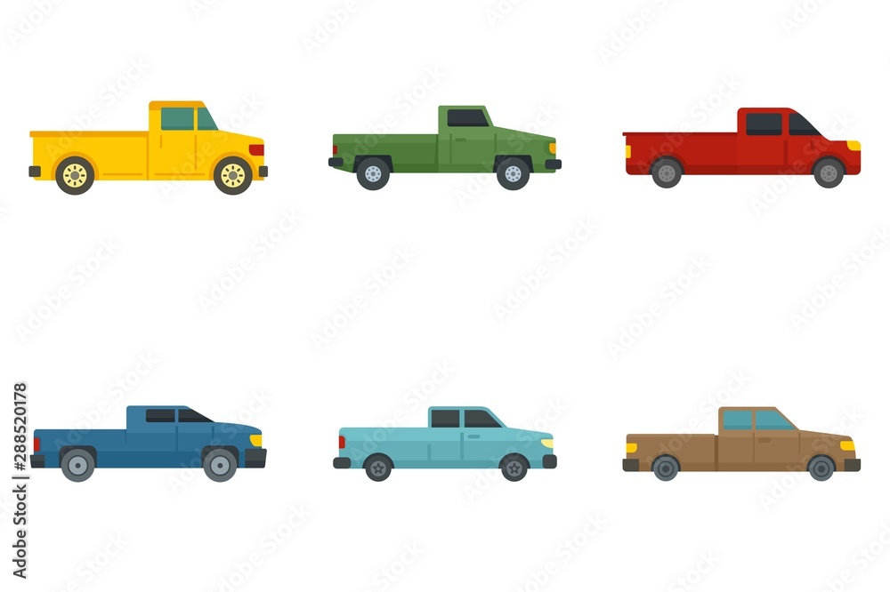 Fototapeta premium Pickup icons set. Flat set of pickup vector icons for web design