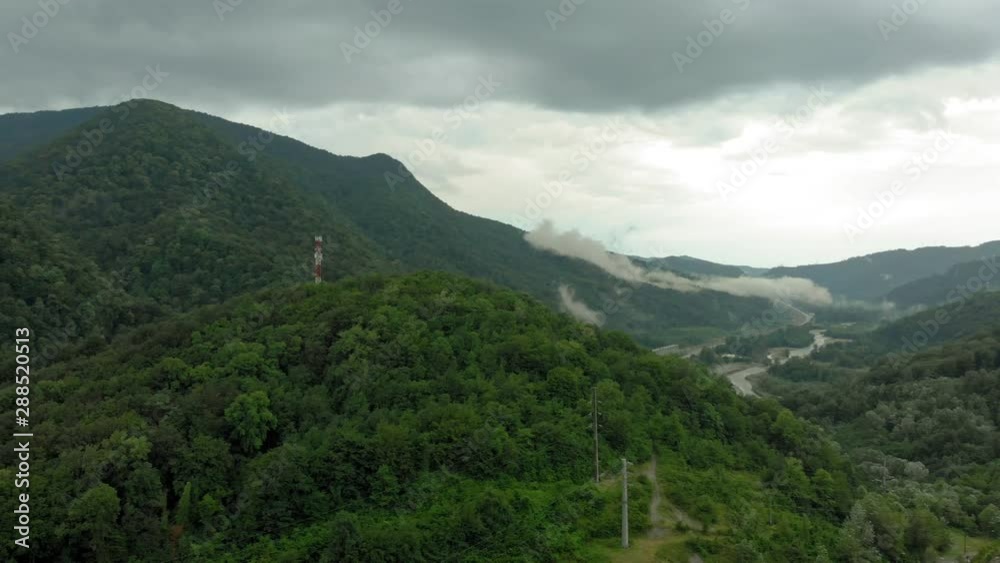Highway in the mountains. Aerial video Highway in the mountains. Aerial video