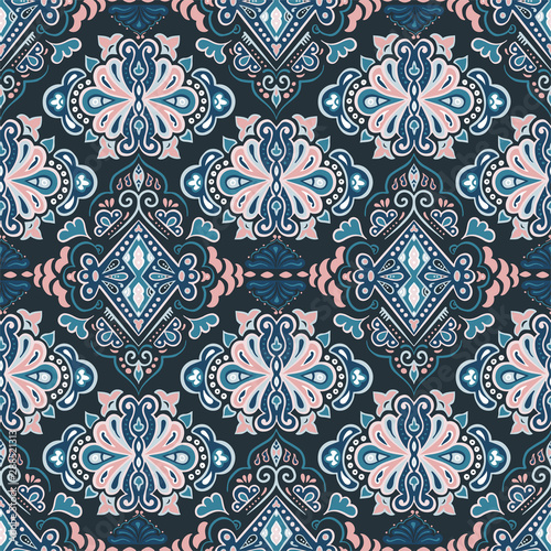 Colorful indian rug paisley ornament pattern design
