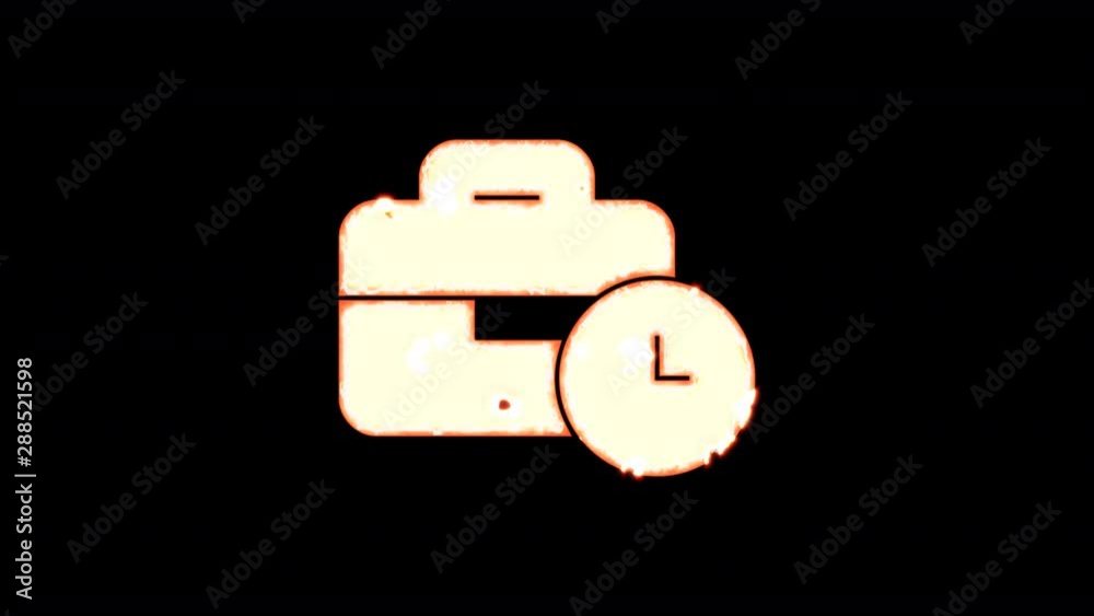 Symbol business time burns out of transparency, then burns again. Alpha channel Premultiplied - Matted with color black Symbol business time burns out of transparency, then burns again. Alpha channel Premultiplied - Matted with color black