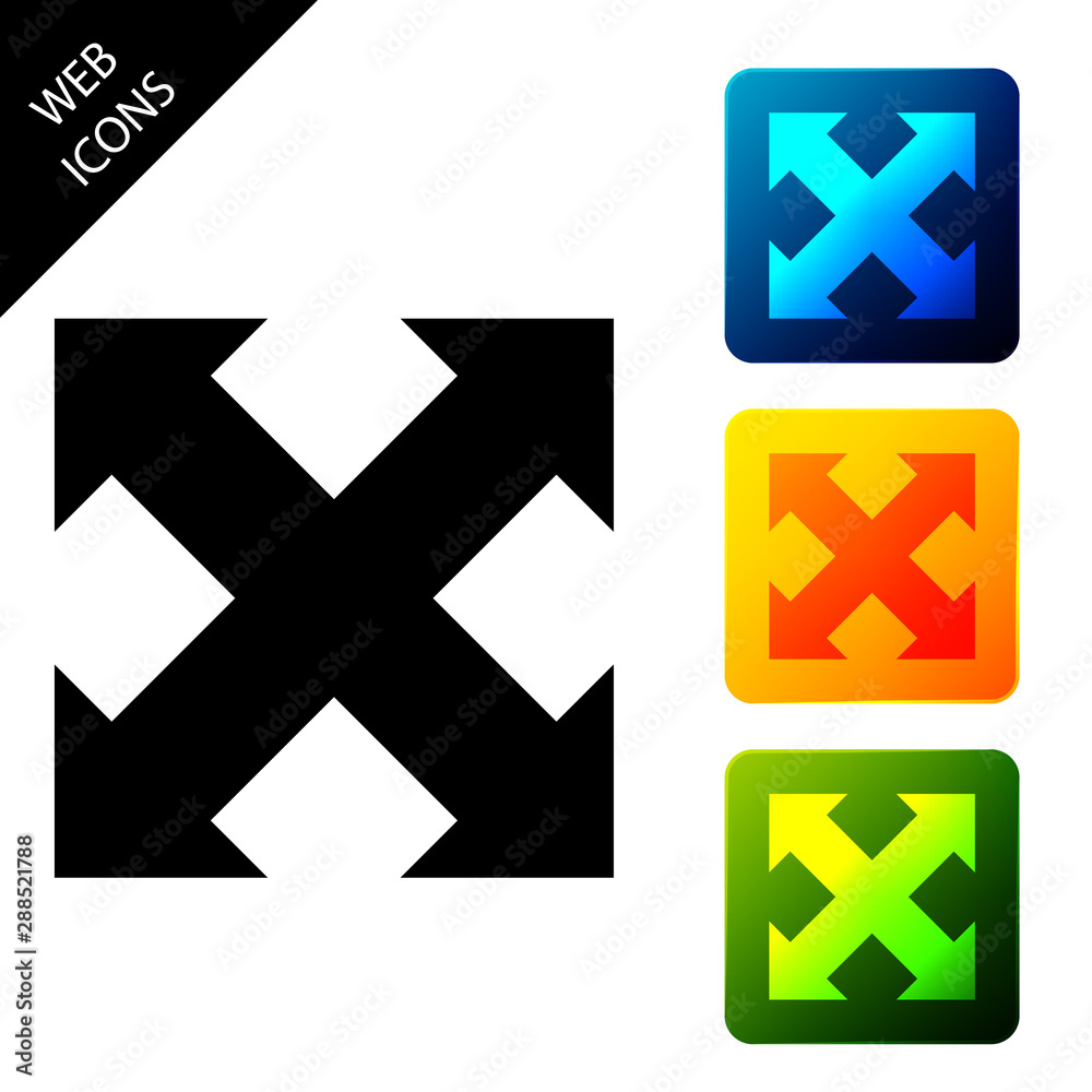 Arrows in four directions icon isolated. Set icons colorful square buttons. Vector Illustration Arrows in four directions icon isolated. Set icons colorful square buttons. Vector Illustration
