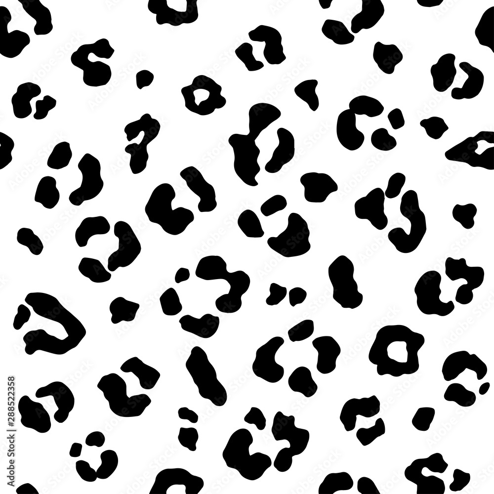 Leopard skin seamless pattern. Drawn animal print. Black and white Leopard skin seamless pattern. Drawn animal print. Black and white