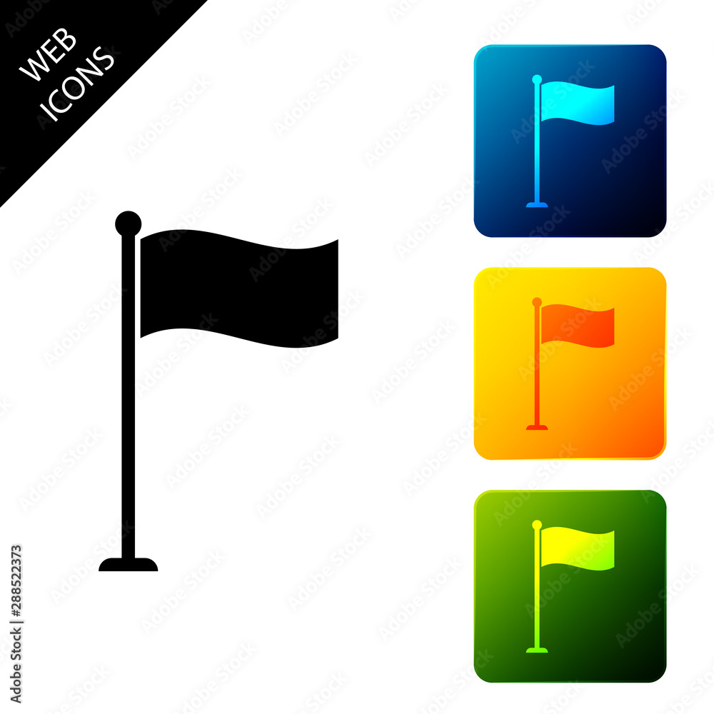 Obraz premium Flag icon isolated. Location marker symbol. Set icons colorful square buttons. Vector Illustration