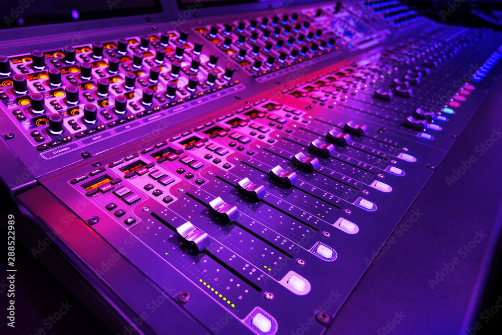Professional audio studio sound mixer console board panel with ...
