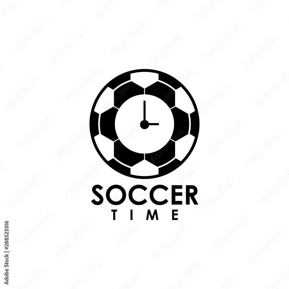 Soccer time logo design vector template with using clock icon Soccer time logo design vector template with using clock icon