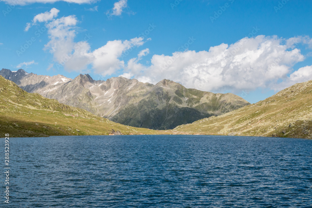 Panorama view of Marjelen lakes, scene in mountains