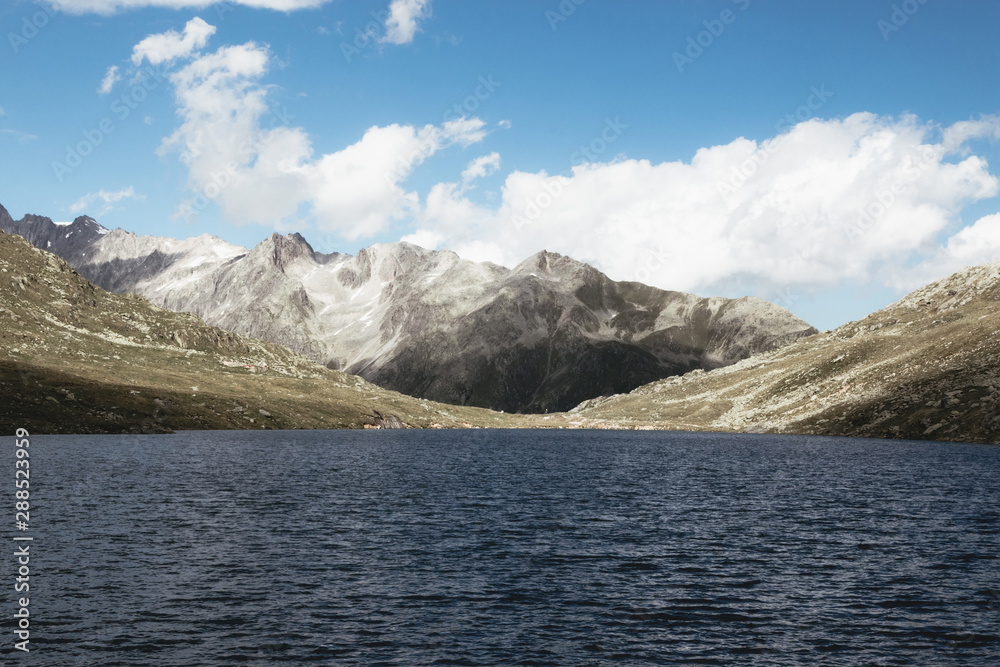Panorama view of Marjelen lakes, scene in mountains